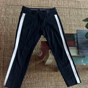 Banana Republic Women's Sloan Black Pants with White Stripe - Size 6